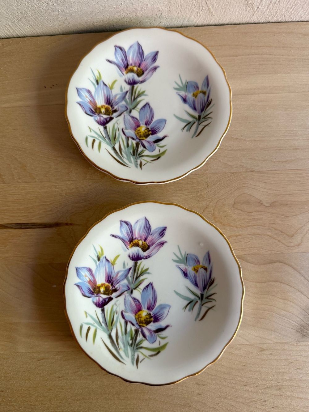 Vintage Royal Grafton Bone China Manitoba Crocus Set of 2 Small Plates England